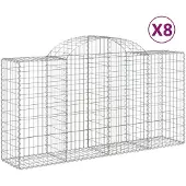 vidaXL Gabions avec arc surélevé 8 pcs. 200x50x100/120cm Fer galvanisé