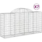vidaXL Gabions avec arc surélevé 7 pcs. 200x50x100/120cm Fer galvanisé