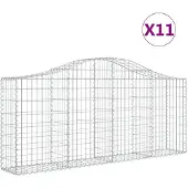 vidaXL Gabions avec arc surélevé 11 pcs. 200x30x80/100cm Fer galvanisé