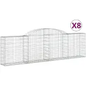 vidaXL Gabions avec arc surélevé 8 pcs. 300x30x80/100 cm Fer galvanisé