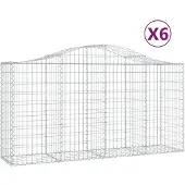 vidaXL Gabions avec arc surélevé 6 pcs. 200x50x100/120cm Fer galvanisé