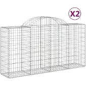 vidaXL Gabions avec arc surélevé 2 pcs. 200x50x100/120cm Fer galvanisé