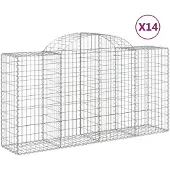 vidaXL Gabions avec arc surélevé 14 pcs 200x50x100/120cm Fer galvanisé