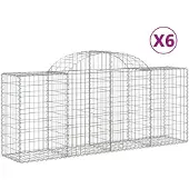 vidaXL Gabions avec arc surélevé 6 pcs. 200x50x80/100 cm Fer galvanisé