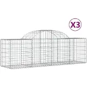 vidaXL Gabions avec arc surélevé 3 pcs. 200x50x60/80 cm Fer galvanisé