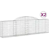 vidaXL Gabions avec arc surélevé 2 pcs. 300x30x80/100 cm Fer galvanisé