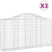 vidaXL Gabions avec arc surélevé 3 pcs. 200x30x100/120cm Fer galvanisé