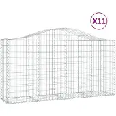 vidaXL Gabions avec arc surélevé 11 pcs 200x50x100/120cm Fer galvanisé