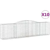 vidaXL Gabions avec arc surélevé 10 pcs 400x50x100/120cm Fer galvanisé