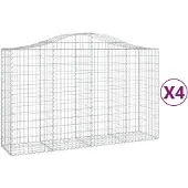 vidaXL Gabions avec arc surélevé 4 pcs. 200x50x120/140cm Fer galvanisé