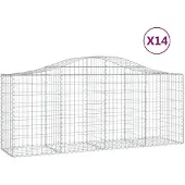vidaXL Gabions 14 pcs voûtés 200x50x80/100 cm en fer