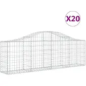 vidaXL Gabions avec arc surélevé 20 pcs. 200x30x60/80 cm Fer galvanisé