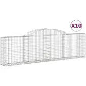 vidaXL Gabions avec arc surélevé 10 pcs. 300x30x80/100cm Fer galvanisé
