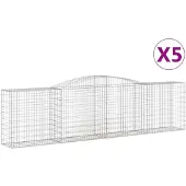 vidaXL Gabions avec arc surélevé 5 pcs. 400x50x100/120cm Fer galvanisé