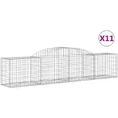 vidaXL Gabions avec arc surélevé 11 pcs. 300x50x60/80 cm Fer galvanisé