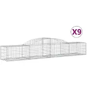 vidaXL Gabions avec arc surélevé 9 pcs. 300x50x40/60 cm Fer galvanisé