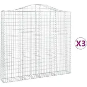 vidaXL Gabions avec arc surélevé 3 pcs. 200x30x180/200cm Fer galvanisé