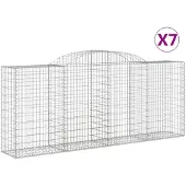 vidaXL Gabions avec arc surélevé 7 pcs. 300x50x120/140cm Fer galvanisé