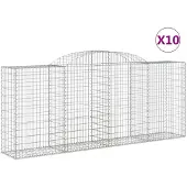 vidaXL Gabions avec arc surélevé 10 pcs 300x50x120/140cm Fer galvanisé