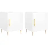 vidaXL Tables de chevet 2 pcs blanc brillant 40x40x50 cm