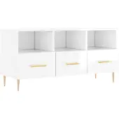 vidaXL Armoire TV blanc brillant 102x36x50 cm Bois composite