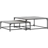 vidaXL Tables d'ensemble 2 pcs. Gris Sonoma Matériau dérivé du bois