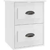 vidaXL Table de chevet murale blanc brillant 41,5x36x53 cm