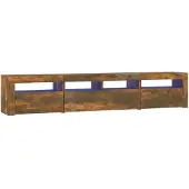 vidaXL Armoire TV avec lampes LED chêne fumé 210x35x40 cm