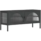 vidaXL Armoire TV noire 105x35x50 cm verre et acier