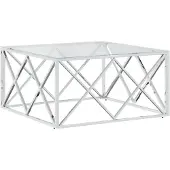 vidaXL Table basse 80x80x40 cm acier inoxydable et verre