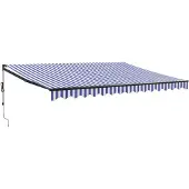 vidaXL Store électrique à manivelle bleu et blanc 4x3 m