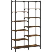 vidaXL Bibliothèque chêne fumé 100x32x170 cm bois d'ingénierie et fer