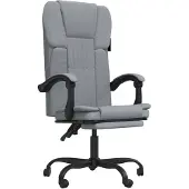 vidaXL Chaise de bureau avec fonction chaise longue gris clair tissu