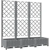 vidaXL Jardinière avec treillis Gris clair 120x40x121,5 cm PP