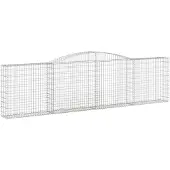 vidaXL Panier de gabion incurvé 400x30x100/120 cm en fer galvanisé