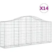 vidaXL Gabions avec arc surélevé 14 pcs. 200x30x80/100cm Fer galvanisé