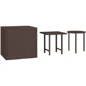 vidaXL Tables d'appoint 3 pcs marron résine tressée