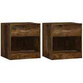 vidaXL Tables de chevet 2 pcs avec tiroir Chêne fumé