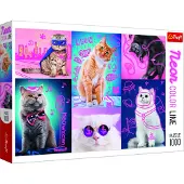 Trefl Puzzle Neon Color Line Super Cats 1000 pièces