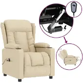 vidaXL Fauteuil relax électrique Crème Tissu