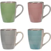 Excellent houseware Tasses En Terre Cuite 24cl Couleurs Lot 4