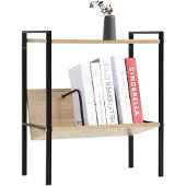 Prolenta Premium - Bibliothèque 2 niveaux Noir et chêne 52x28x59 cm Aggloméré