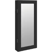 vidaXL Armoire à bijoux avec miroir mural noir 30x8,5x67 cm