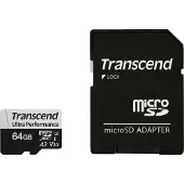 Transcend 340S - Carte mémoire flash - 64 Go - A2 / Video Class V30 / UHS-I U3 / Class10 - microSDXC