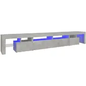 vidaXL Armoire TV avec lampes LED gris béton 260x36,5x40 cm