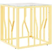 vidaXL Table basse Golden 50x50x50 cm acier inoxydable et verre