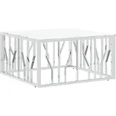 vidaXL Table basse argentée 80x80x40 cm acier inoxydable et verre