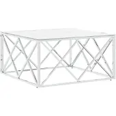 vidaXL Table basse argentée 80x80x40 cm acier inoxydable et verre