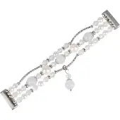 Cover-Discount Fitbit Versa 4 / Sense 2 - Bracelet de perles en strass blanc (Acier inoxydable), Sangles de montre, Blanc
