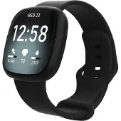 Cover-Discount Fitbit Versa 4 / Sense 2 - Bracelet de remplacement en silicone noir (Silicone), Sangles de montre, Noir